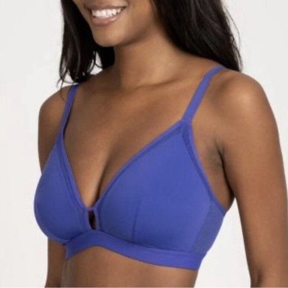 All You Lively Mesh Trim Bralette, Wireless, Color Clamatis Blue, 34D/DD - Picture 1 of 10